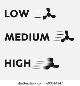 low, medium, high. Fan icons. vector
