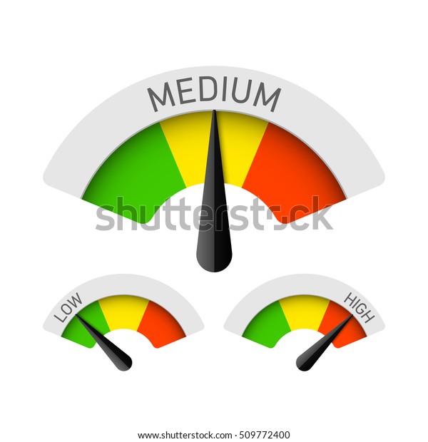 Low, Medium
and High gauges. Vector illustration.

