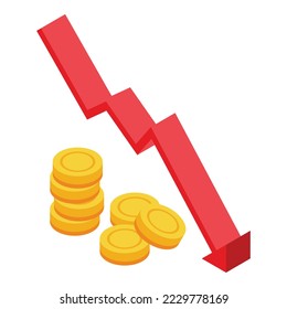 Low money graph icon isometric vector. Family coping. Multi support
