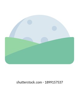 low moonrise and moonset in hill using soft color and flat style