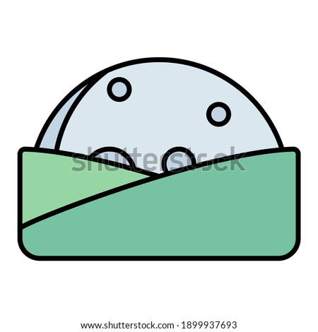 low moonrise and moonset in hill using soft color and filled line style