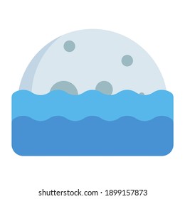 low moonrise and moonset in sea using soft color and flat style
