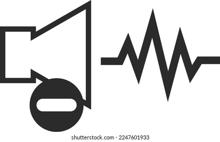 Icono de nivel de ruido bajo, icono de voz baja vector negro
