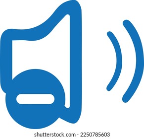 Low noise level icon, low volume icon blue vector