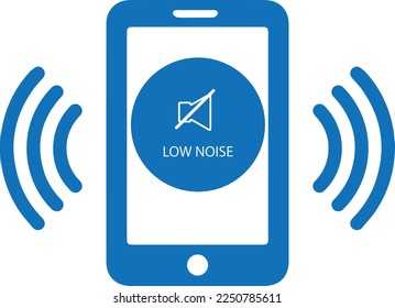 Icono de bajo nivel de ruido, icono de bajo volumen vector azul