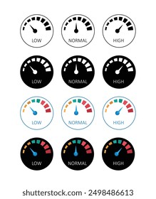 low normal high paramaeter chart scale vector circle design isolated white background