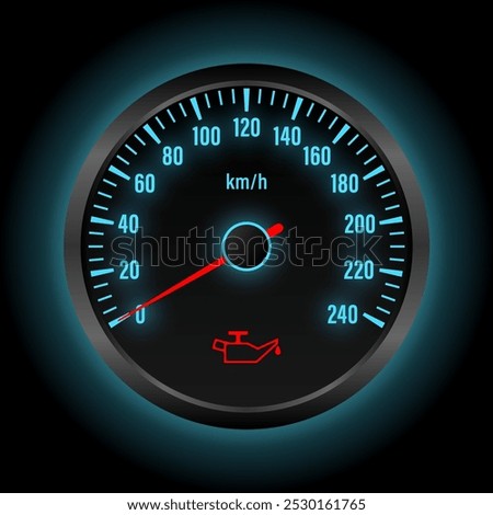 Low Oil Pressure Warning Light on Car Dashboard. Vector Illustration. 