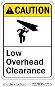 Low overhead clearance warning sign and labels