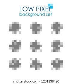 Low pixel mosaic background design elements set