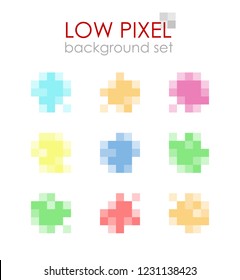 Low pixel mosaic background design elements set