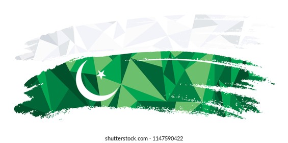 Low ploy flag background for Pakistan independence day.