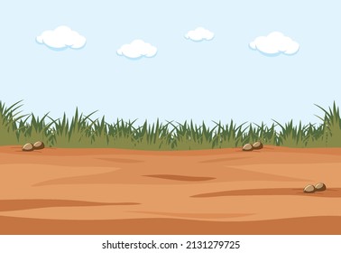Low point of view in nature landscape illustration
