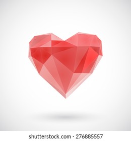 Low polly diamond heart . Vector illustration
