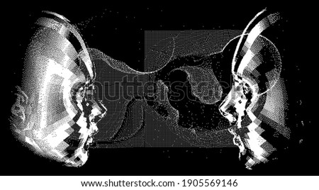 Similar – Image, Stock Photo Anonymous woman in VR goggles exploring cyberspace on glowing lights