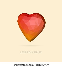 Low Poly 3D Heart - Vector Illustration