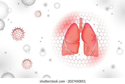 Low poly 3D human lungs shield protect. Medicine recovery technology drug medicine concept. Vector illustration