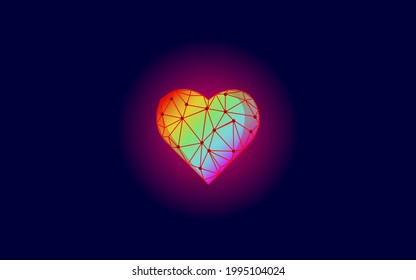 Bajo corazón de arcoiris 3D. Diseño de concepto de silueta romántica de pareja de relaciones de amor. Ilustración vectorial de tolerancia