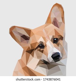 Low Poly Abstract Animal Corgi	