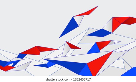 Low poly abstract background blue red white polygonal pattern vector