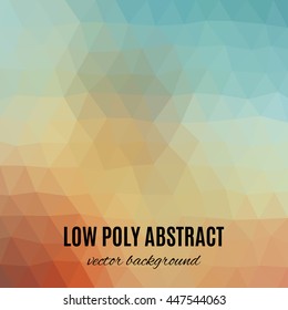 Low poly abstract background. Blue and orange design elements. Polygonal texture.