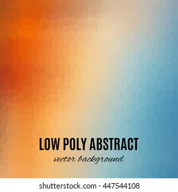 Low poly abstract background. Blue and orange design elements. Polygonal texture.