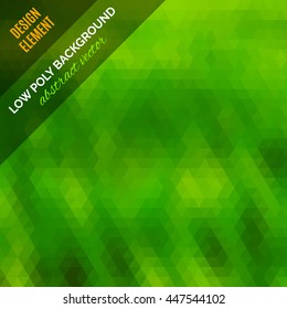 Low poly abstract background. Green design elements. Polygonal texture.