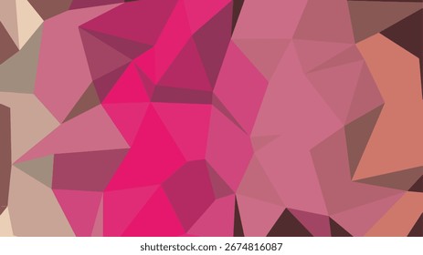 Um fundo abstrato poli baixo com formas geométricas e triângulos rosa e marrom. Formato vetorial escalável adequado para impressão e...
