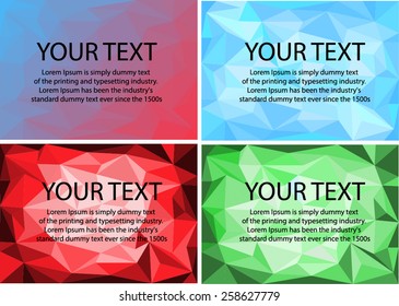 Low poly abstract background set with A4 size. Background element for annual report, report, brochure,presentation, magazine cover, book cover and ect.