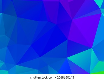 Low poly abstract blue background consisting of triangles. Vector art.
