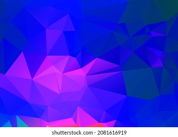 Low poly abstract blue background consisting of triangles. Vector art.