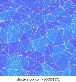 Low poly abstract blue background consisting of triangles. Vector art.