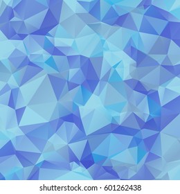 Low poly abstract blue background consisting of triangles. Vector art.