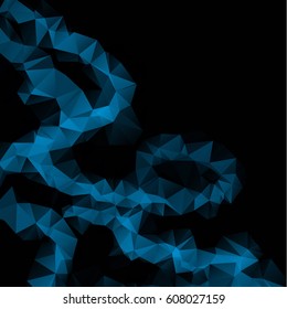 Low poly abstract blue and black background consisting of triangles. Vector art.