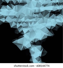 Low poly abstract blue and black background consisting of triangles. Vector art.