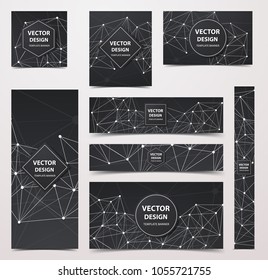 Low Poly abstract brochure, flyer, banner on dark geometric Background with light Lines.
Low poly vector illustration.
