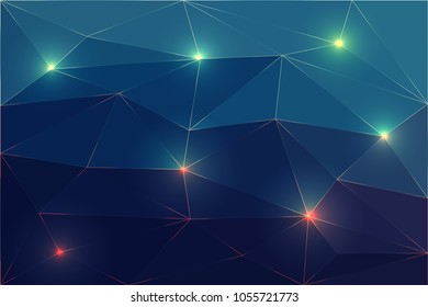 Low Poly abstract brochure, flyer, banner on dark geometric Background with light Lines.
Low poly vector illustration.
