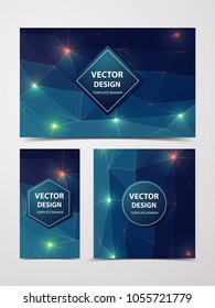 Low Poly abstract brochure, flyer, banner on dark geometric Background with light Lines.
Low poly vector illustration.
