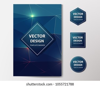 Low Poly abstract brochure, flyer, banner on dark geometric Background with light Lines.
Low poly vector illustration.
