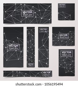 Low Poly abstract brochure, flyer, banner on black geometric Background with Lines.
Low poly vector illustration.
