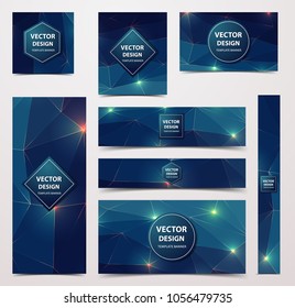Low Poly abstract brochure, flyer, banner on dark geometric Background with light Lines.
Low poly vector illustration.
