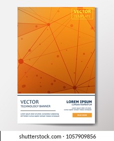 Low Poly abstract brochure, flyer, banner on Orange geometric Background with Lines.
Low poly vector illustration.
