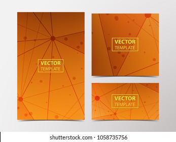 Low Poly abstract brochure, flyer, banner on Orange geometric Background with Lines.
Low poly vector illustration.
