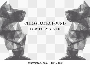 Low poly abstract chess background with 2 big knights. Polygonal vector background