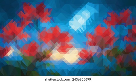 Low poly abstract colorful background, trendy, geometric, cyber polygonal wallpaper, triangle style poster