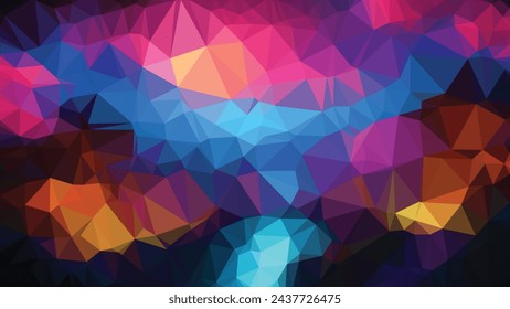 Fondo colorido abstracto bajo poli, de moda, geométrico, papel tapiz poligonal cibernético, póster de estilo triángulo
