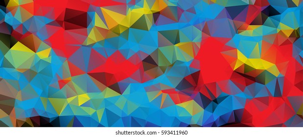 Low poly abstract colorful background consisting of triangles. Vector art.