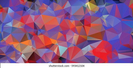 Low poly abstract colorful background consisting of triangles. Vector art.