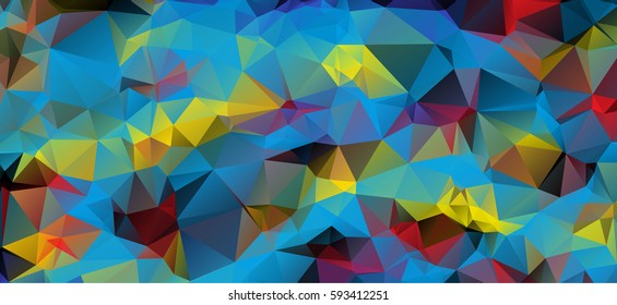 Low poly abstract colorful background consisting of triangles. Vector art.