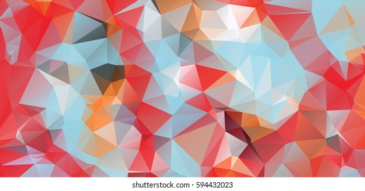 Low poly abstract colorful background consisting of triangles. Vector art.