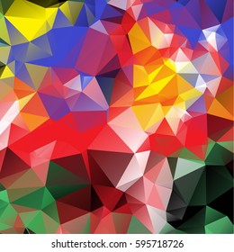 Low poly abstract colorful background consisting of triangles. Vector art.